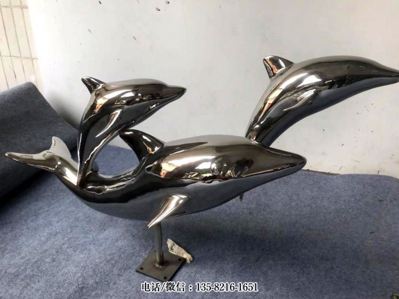 鏡面不銹鋼海豚雕塑 鏡面不銹鋼海豚雕塑