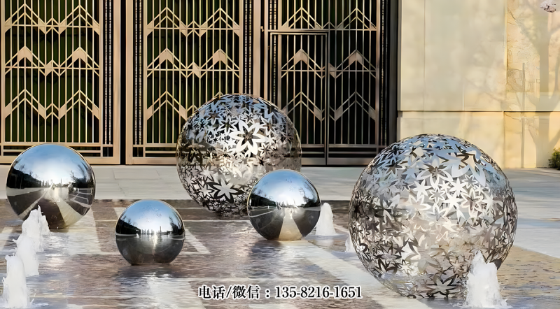 不銹鋼鏤空球水景噴泉裝飾擺件 不銹鋼鏤空球水景噴泉裝飾擺件
