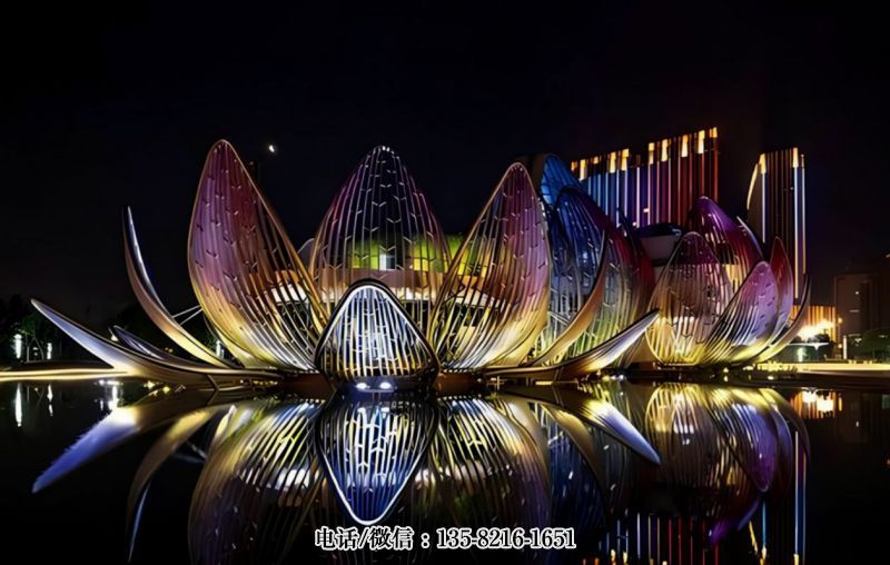 大型蓮花發(fā)光不銹鋼水景景觀雕塑 大型蓮花發(fā)光不銹鋼水景景觀雕塑