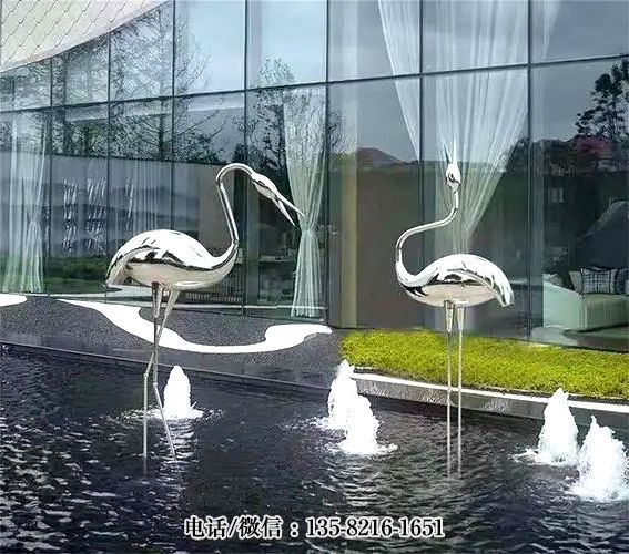 不銹鋼仙鶴水景裝飾動物擺件 不銹鋼仙鶴水景裝飾動物擺件