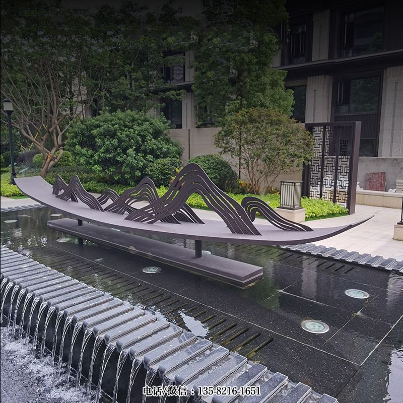 公園不銹鋼抽象小船水景景觀雕塑 公園不銹鋼抽象小船水景景觀雕塑